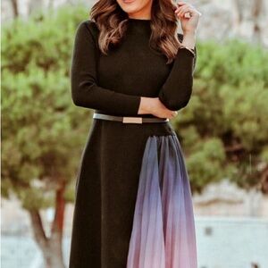 Chicwish Black Dress with Purple Gradient Detail